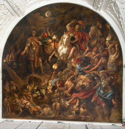 Ett romerskt läger under attack om natten av Jacob Jordaens the elder