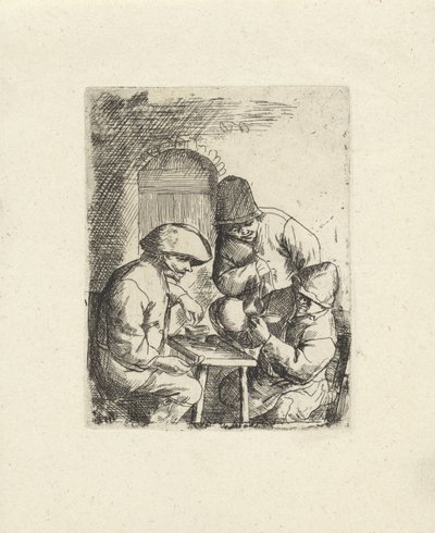 Tre män och en tom kanna Kopior efter Adriaan van Ostade (serietitel) av Jacob Laurensz. van der Vinne
