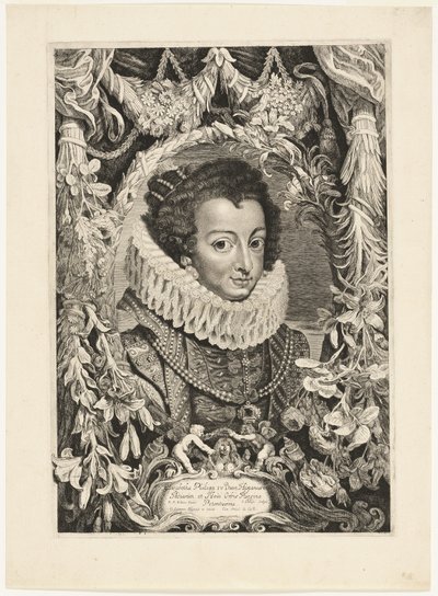 Elisabeth av Bourbon, drottning av Spanien, tallrik 13 från Duces Burgundiae (Dukes of Burgundy) av Jacob Louys