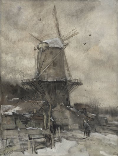 En väderkvarn på vintern av Jacob Maris