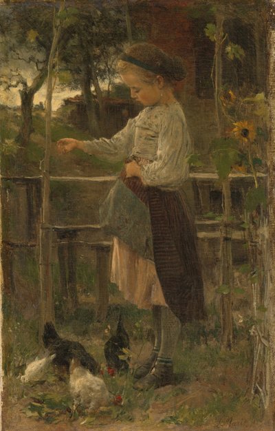Utfodring av kycklingar av Jacob Maris