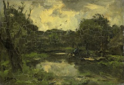 Landskap med pråm av Jacob Maris