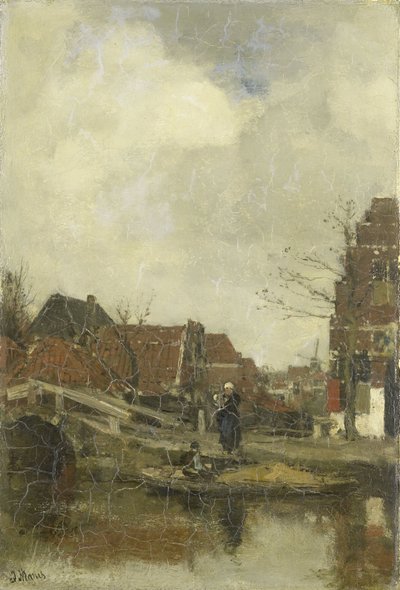 Gammal stadsdel vid vattnet av Jacob Maris