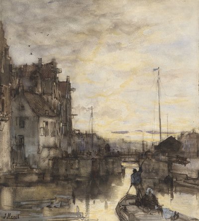 Stadsbild på natten av Jacob Maris