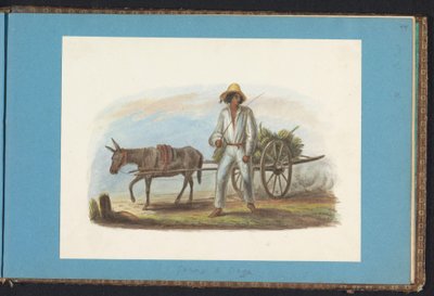 Man med vagn med bananer Album med teckningar av Surinam, s.44 (50) (serietitel) av Jacob Marius Adriaan Martini van Geffen