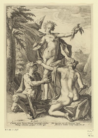 Tre öden Mytologiska och allegoriska representationer (serietitel) av Jacob Matham (attributed to)