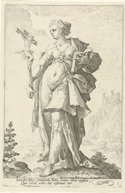 Tro (Fides) Dygderna (serietitel) av Jacob Matham (attributed to)
