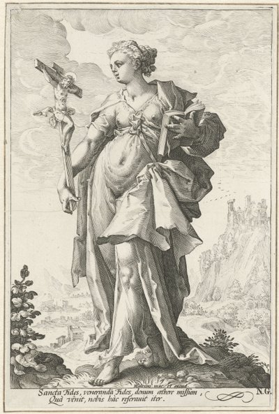 Tro (Fides) Dygderna (serietitel) av Jacob Matham (attributed to)