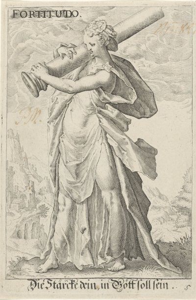 Kracht (styrka) Styrka (titel på objekt) av Jacob Matham (attributed to)