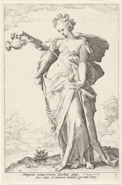 Matigheid (Nykterhet) De Deugden (serietitel) av Jacob Matham (attributed to)