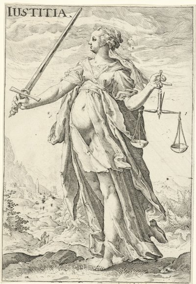 Rättvisa (Justitia) Iustitia (titel på objekt) av Jacob Matham (attributed to)