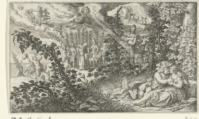 Bacchus och Ariadne som älskare av Jacob Matham