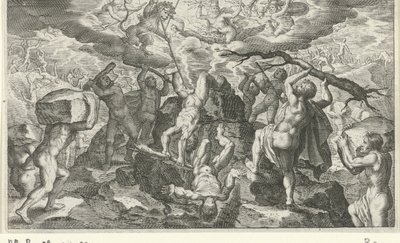 Bacchus hjälper till att besegra titanerna av Jacob Matham