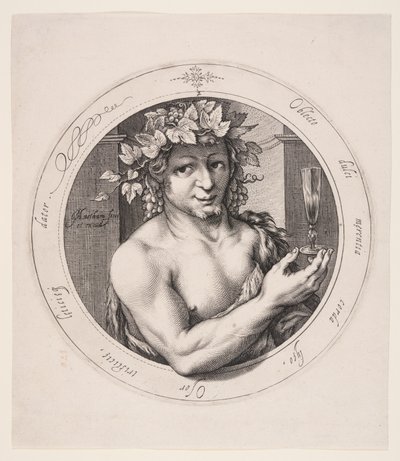 Bacchus, plansch 2 från Serie om tre gudar av Jacob Matham