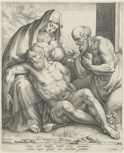 Kristi klagan av Maria och S:t Hieronymus av Jacob Matham