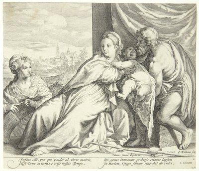 Madonna och barn med St. Johannes Döparen och St. Catherine av Jacob Matham