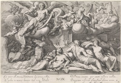 Natt (Nox) Nox (titel på objekt) The Four Times of the Day (serietitel) av Jacob Matham