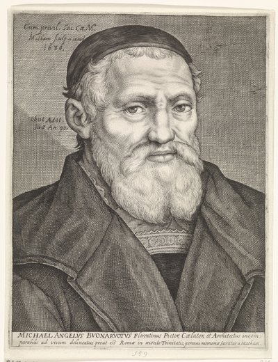 Porträtt av Michelangelo av Jacob Matham