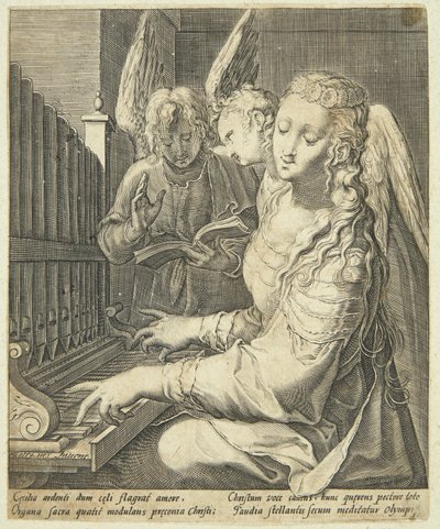 Sankta Cecilia spelar orgel av Jacob Matham