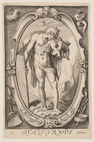 Saturnus (Saturnus), från De sju planeterna av Jacob Matham