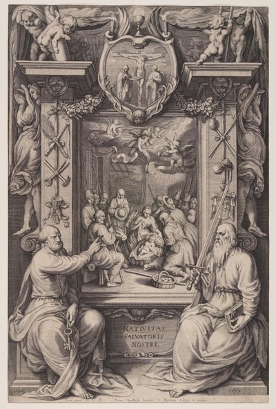 Herdarnas tillbedjan med S:t Petrus och S:t Paulus av Jacob Matham