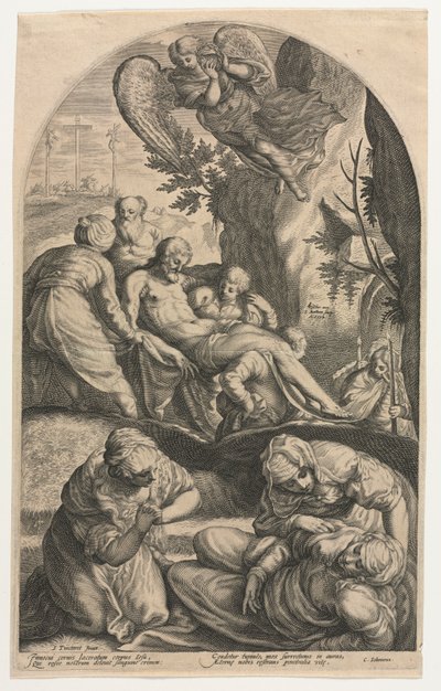 Kristi lärjungar bär hans kropp till graven, 1594. av Jacob Matham