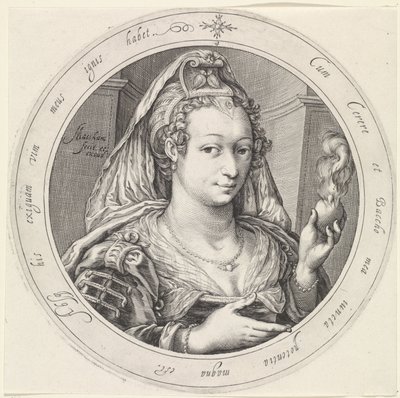 Venus med ett brinnande hjärta Venus, Bacchus och Ceres (serietitel) av Jacob Matham