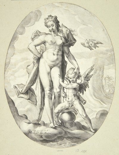 Venus och Amor av Jacob Matham