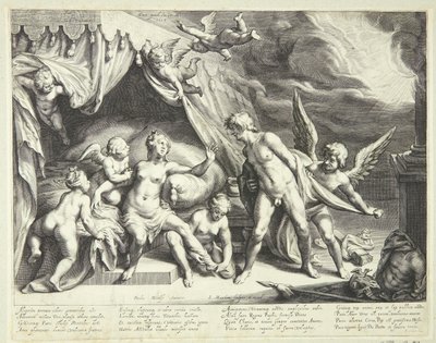 Venus och Mars upptäcktes av Apollo av Jacob Matham
