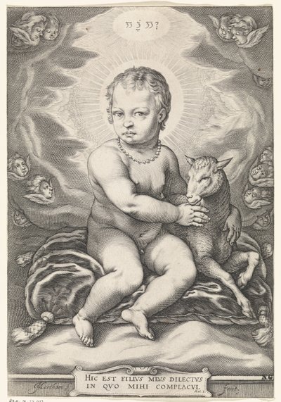 Sittande Kristusbarn med lamm av Jacob Matham