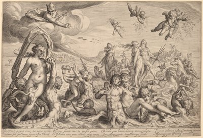 Neptunus och Thetis triumf av Jacob Matham, after Bartholomaeus Spranger