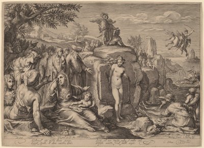 Perseus och Andromeda av Jacob Matham after Hendrik Goltzius