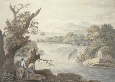 Falls near Terni (wc, penna och bläck över grafit på lagt papper) av Jacob More
