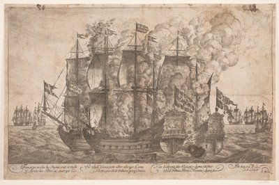 Sjöstrid mellan danska fartyg och ett turkiskt piratskepp av Jacob Mortenssøn Maschius