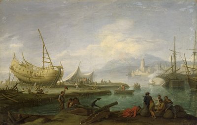 Kustlandskap av Jacob Philippe Hackert