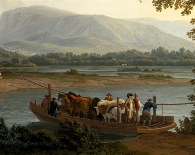 Färjan på Sele, av Jacob Philipp Hackert (1737-1807) av Jacob Philippe Hackert