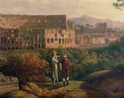 Johann Wolfgang von Goethe (1749-1832) besökte Colosseum i Rom, ca 1790 av Jacob Philippe Hackert