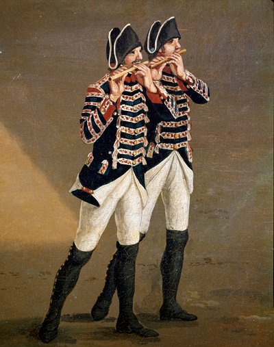 Musiker från Bourbonorkestern (flöjtspelare i borbonorkestern) Detalj - Målning av Jacob Philipp Hackert dit Hackert d