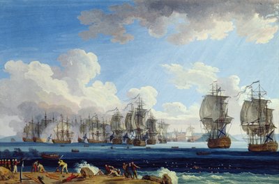 Slaget vid Chesma den 5 juli 1770 av Jacob Philippe Hackert