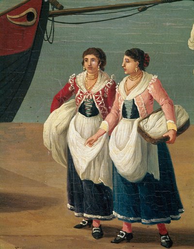 Två unga flickor från Monopoli, Puglia, Italien (Girls from Monopoli) Målning av Jacob Philipp Hackert dit Hackert d