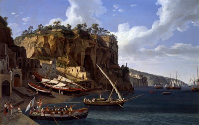 Utsikt över den lilla småbåtshamnen i Sorrento av Jacob Philippe Hackert