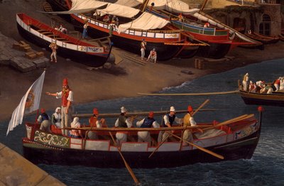 Utsikt över den lilla småbåtshamnen i Sorrento av Jacob Philippe Hackert