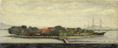 Utsikt över Kuiperön i Bataviabukten av Jacob Pieter Mercier