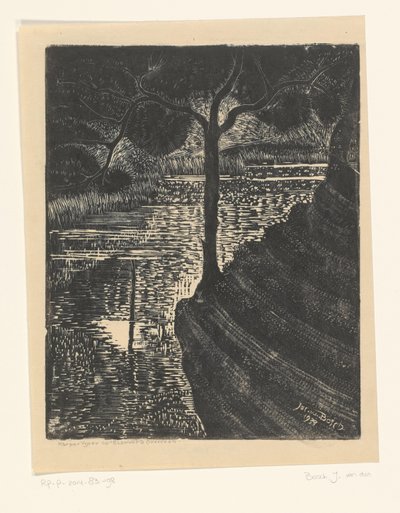 Karpdamm på Elswout i Overveen av Jacob Pieter van den Bosch (signed by artist)