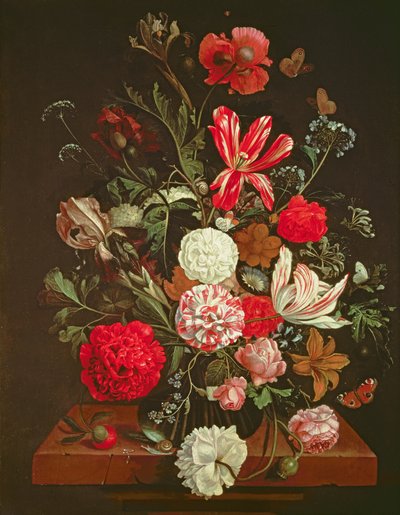 Ett stilleben av blommor i en glasvas, 1600-talet av Jacob Rootius