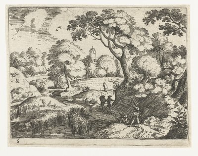 Landskap med resenärer och soldater Sex landskap med resenärer (serietitel) av Jacob Savery (I)