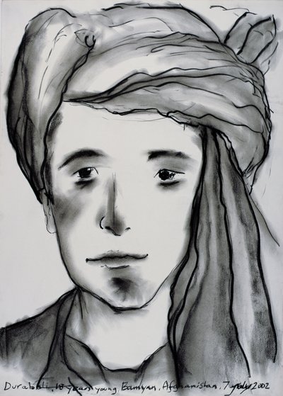 Durabali, 18 år ung, Bamyan, Afghanistan, 2002 (kol på papper) av Jacob Sutton