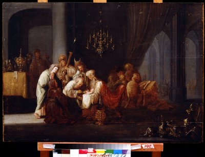 Omskärelse (The Circumcision). Målning av Jacob Willemsz de Wet, den äldre (cirka 1630-efter 1675). Olja på trä, 91 x 64 cm. Holländsk konst, barockstil. Far Eastern Museum, Khabarovsk. av Jacob Willemsz de (c.1630 after 1675) Wet