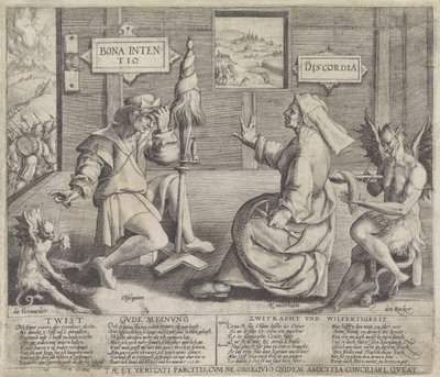 Allegori med personifieringar av goda avsikter (Bona Intentio) och Discord (Discordia) av Jacob de Gheyn (I) (circle of)