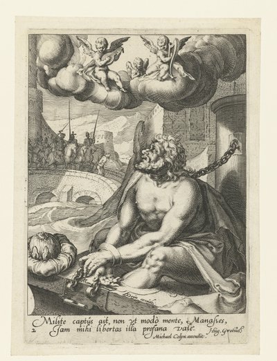 Manasse som en ångerfull syndare Åtta ångerfulla syndare från Gamla och Nya testamentet (serietitel) av Jacob de Gheyn (II) (workshop of)
